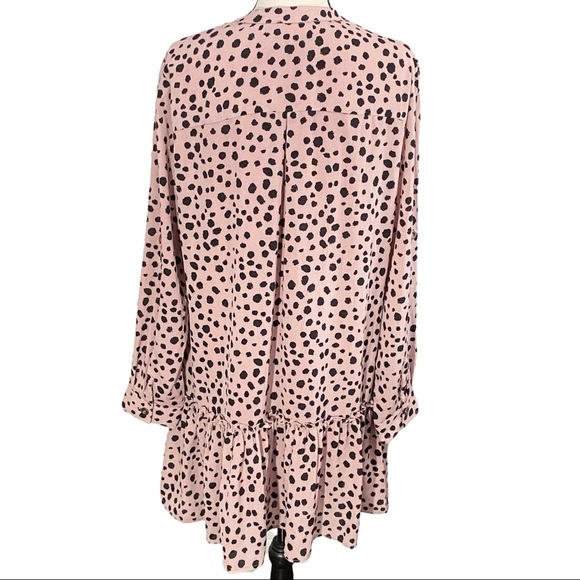 3/$10 Listicle Dress M Babydoll Mini Polka Dot Long Sleeve - Picture 9 of 10